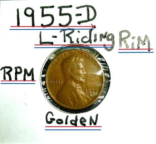 1955 D Wheat Penny Error RPM  & L and IN ON Rim Completely Rare Gem  see Pic's