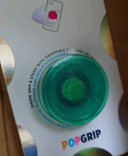 PopSockets PopGrip Swappable Top Phone Grip Stand Transparent Glitter - Mint - Picture 3 of 6