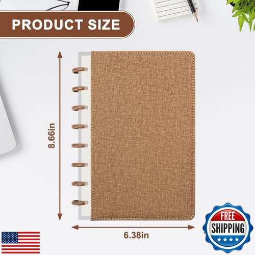 MOSA BEAR Notebook rilegato a disco, Planner rilegato a disco con copertina in pelle, 180 pagine Spir - Foto 2 di 5