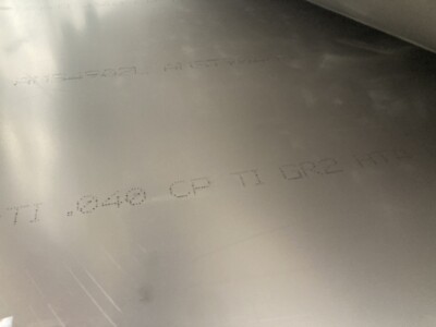 C.P. Titanium Sheets Grade 2    0.040 X 24 X 36  4 Sheets