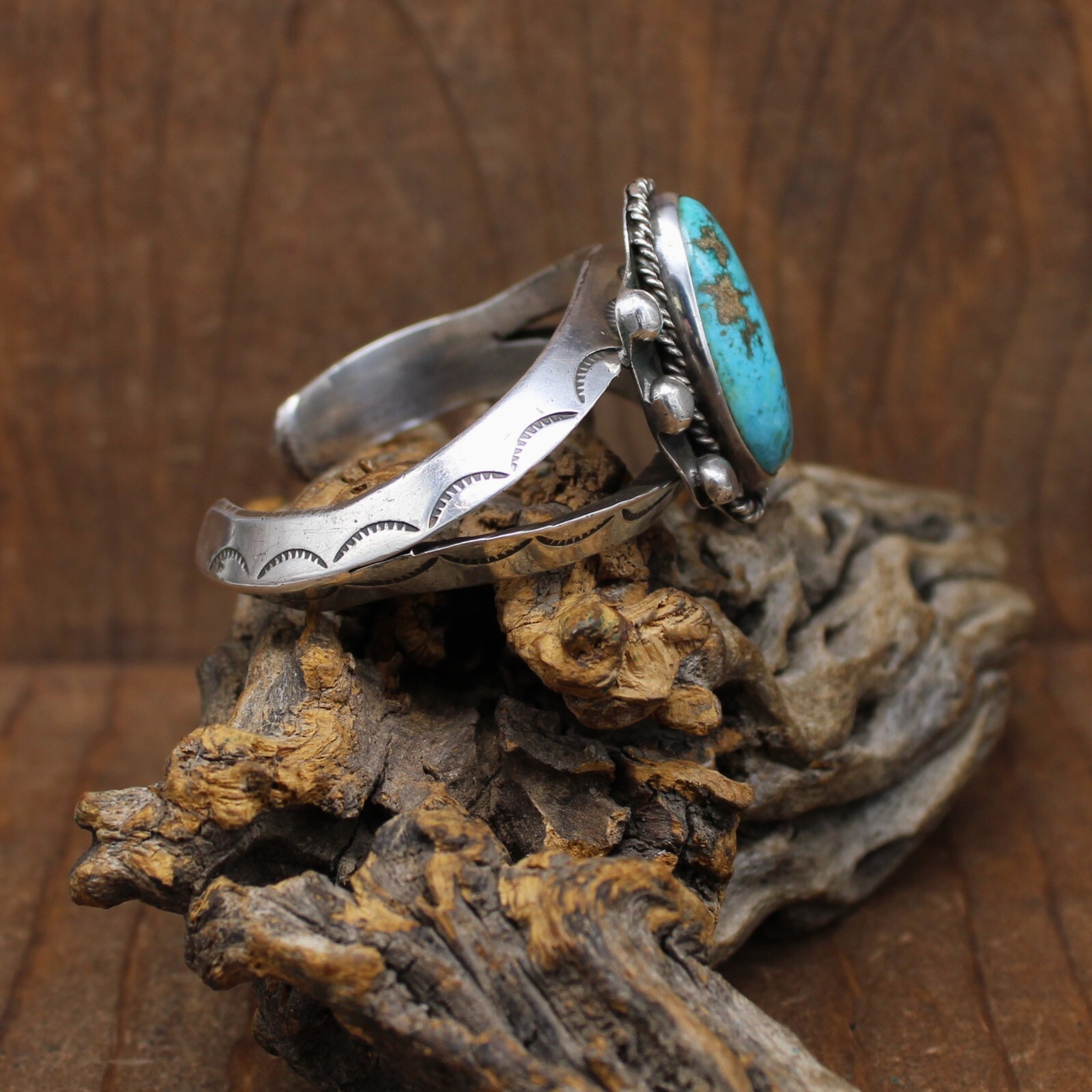 Sterling Silver and Turquoise Split Triangle Shan… - image 2