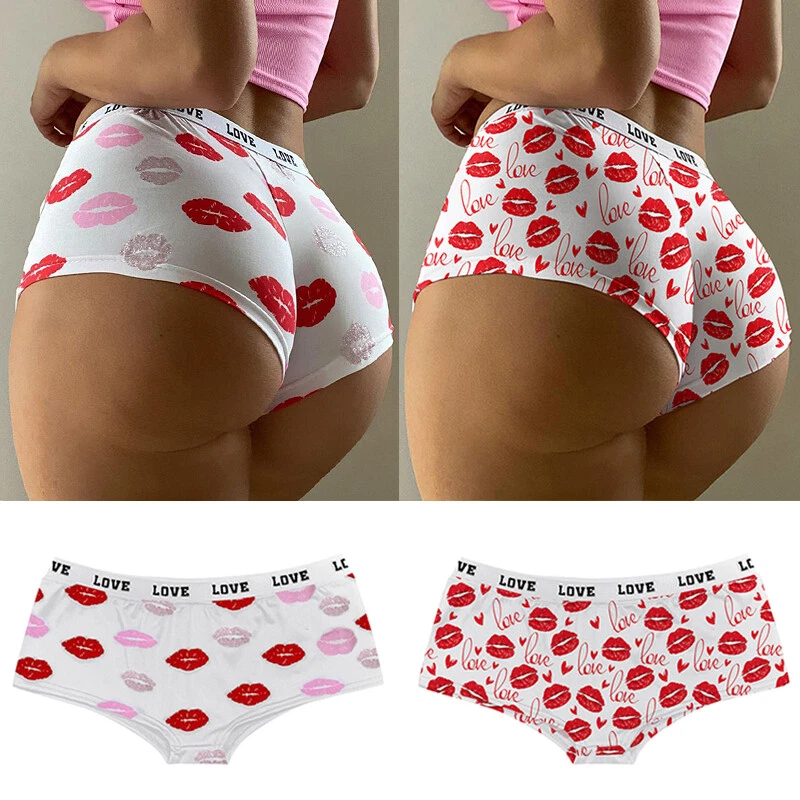 Women Low Waist Print Briefs Hot Pants Shorts Panties Underwear Underpants Cute
