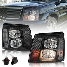 For 2003-2006 Cadillac Escalade HID Xenon Headlights Black Headlamp w/Bulbs L+R