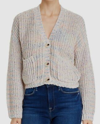 $300 BB Dakota Womens Ivory V-Neck Chunky Knit Ribbed Cardigan