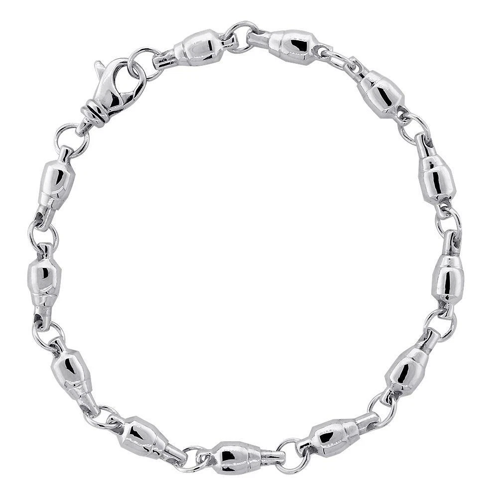 5.5mm Size Fishing Swivel Bracelet in Sterling Silver, 9 Inches