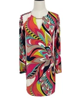 Trina Turk Multi Color Geometric Sheath Cocktail Dress Size 0 XS