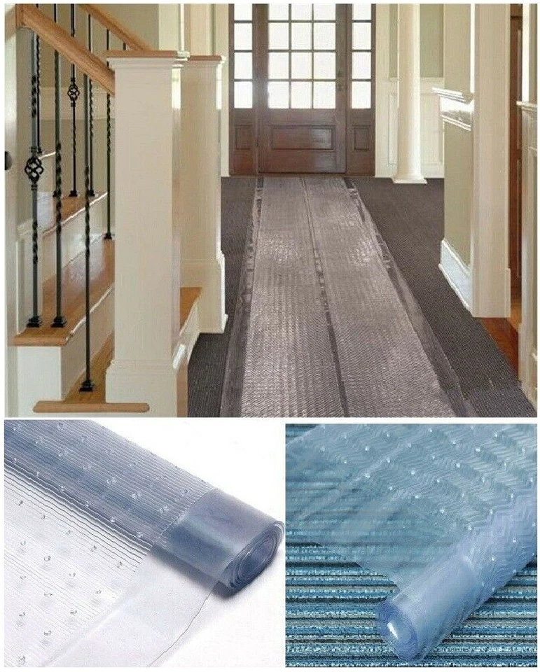 Vinyl Plastic Carpet Protector Clear Runner Mat Home Office Hallway Film Roll - Image 4 of 4