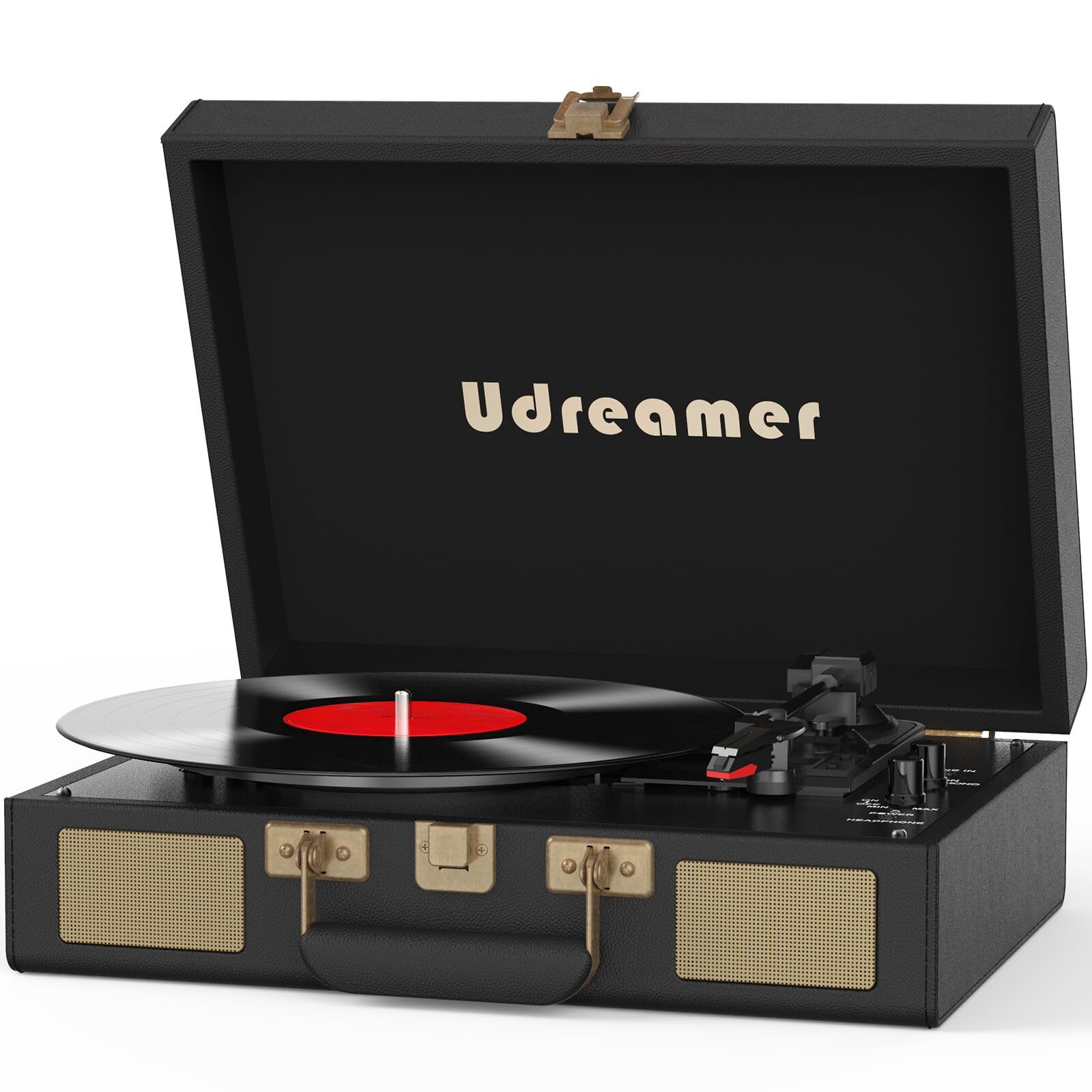 Suitcase Vinyl Record Player with Build-in Speakers, Turntable with BT 5.3, R...-image