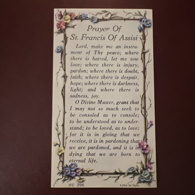 Vintage Catholic Holy Card - St. Francis Of Assisi Prayer