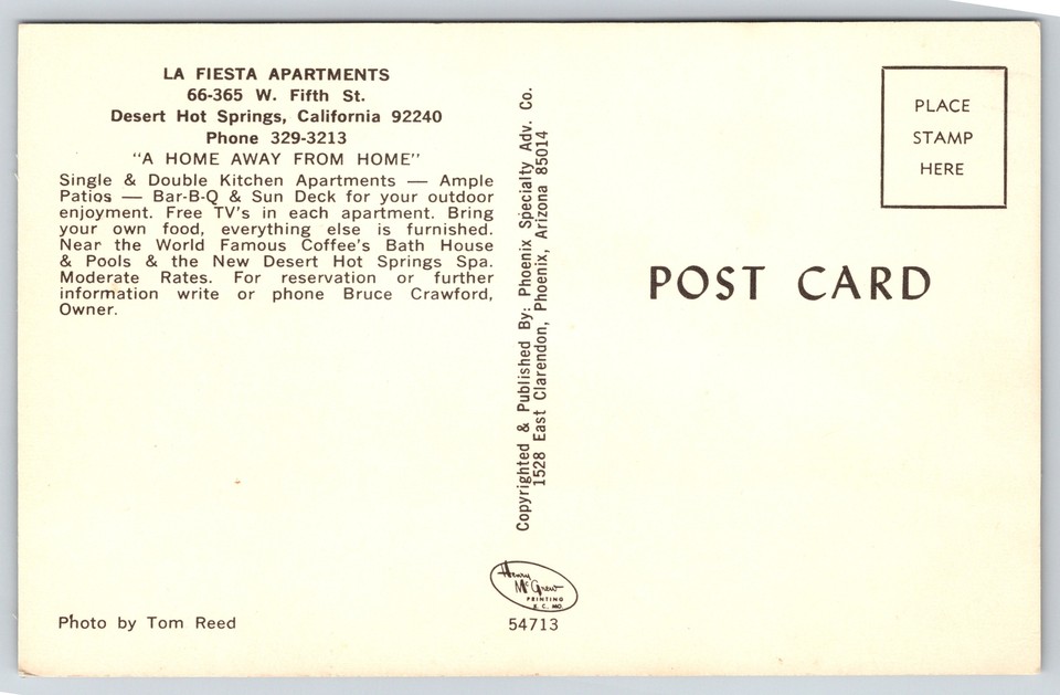 Desert Hot Springs CaliforniaLa Fiesta Apartmentsc1950s AutoVintage