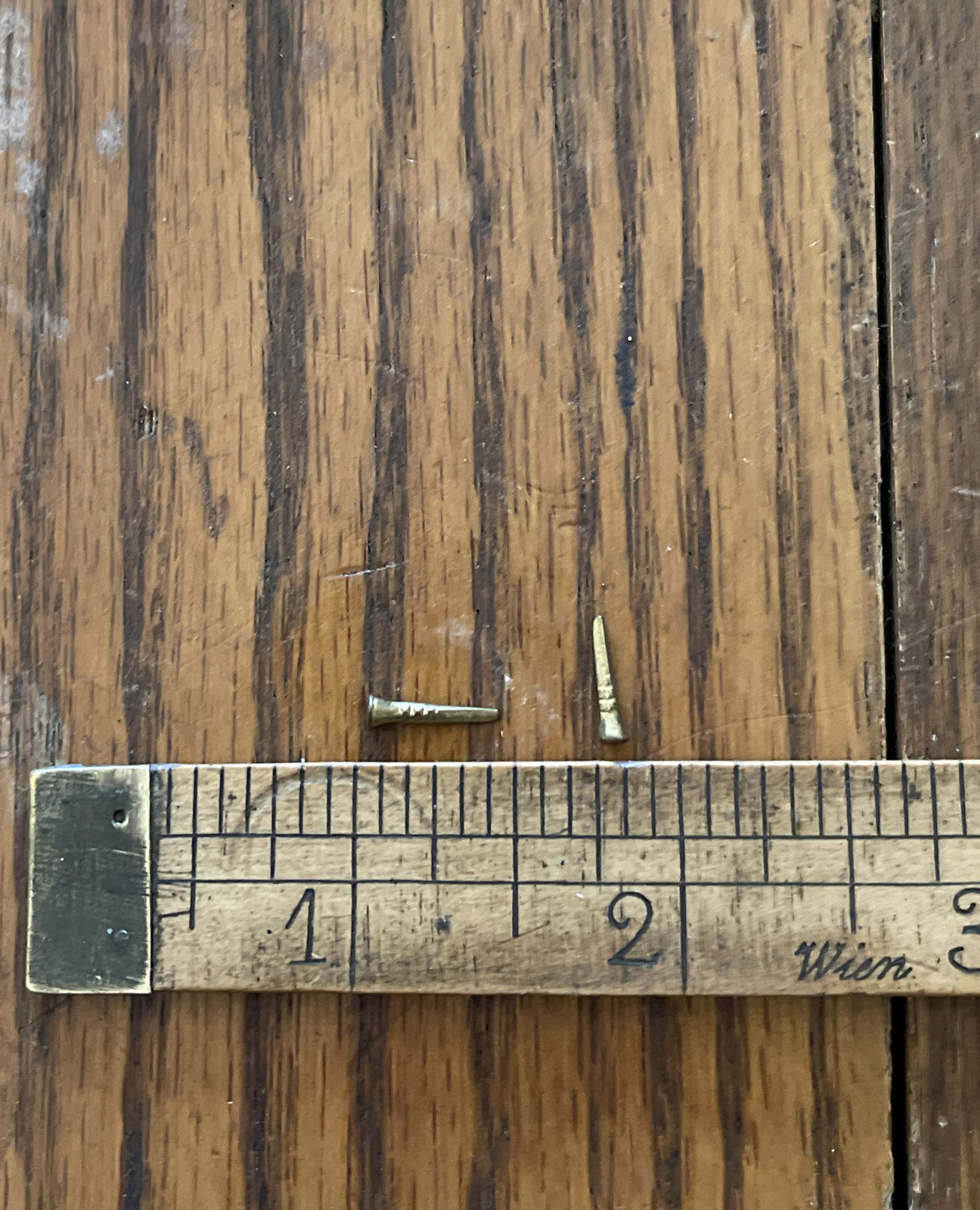 Antique Nails In Original Box Shoe Cobblers Brass 3/8” #16 Tack Point Mass USA