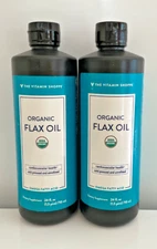 The Vitamin Shoppe Organic Flax Oil 24 Oz Cardiovascular Health (2 Bottles)