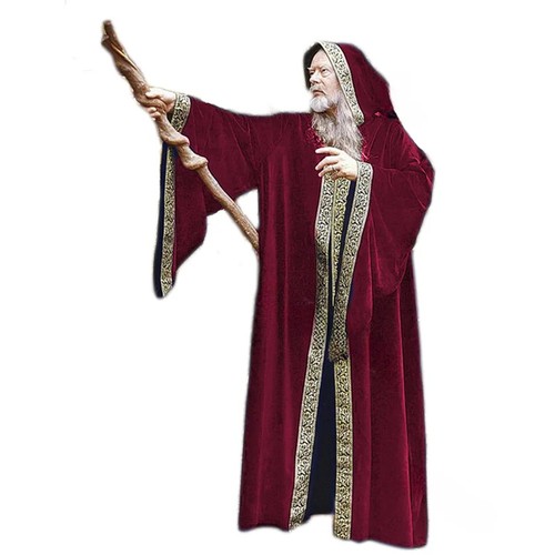 Halloween Costume Cape Cloak Adult Hooded Death Vampire Wizard Priest Gown Robe - Picture 5 of 21