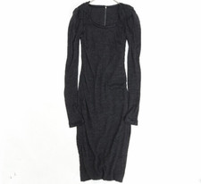 Dolce & Gabbana D&G Silk-blend Wool Knit Tight Dress Charcoal Gray 36