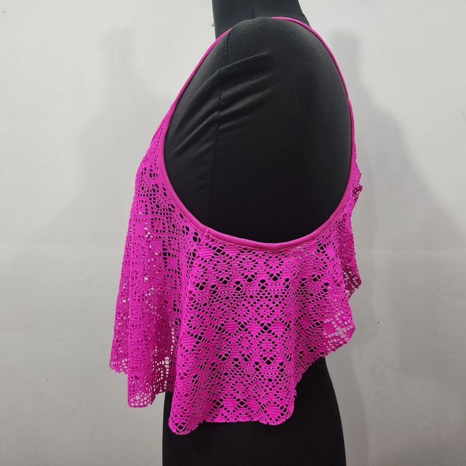 Camiseta sin mangas ROSA Victoria's Secret espalda abierta rosa malla transparente ligera talla M Foto 3 de 4