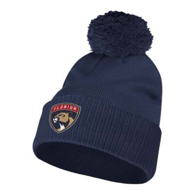 Florida Panthers marineblau gefesselte Beanie Bommel Strick