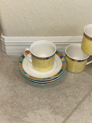 4er Set Villeroy & Boch Twist Alea Limone flache Tasse & Untertassen 1748 NEU - Bild 4 von 7