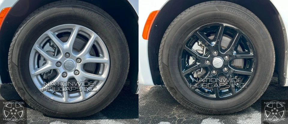 Cubiertas de llanta para Chrysler Pacifica Voyager 2017-25 negras de 17" Foto 4 de 4