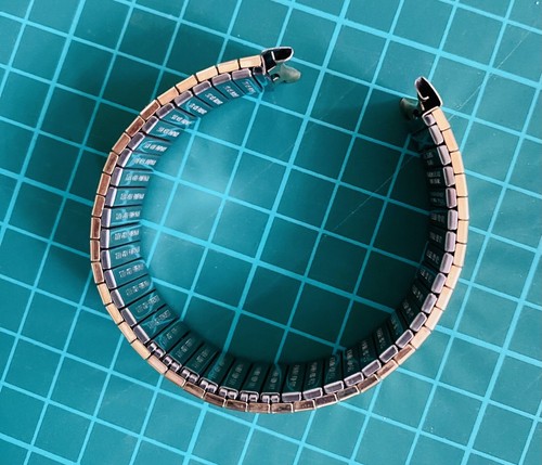 Vintage Rowi Fixo-Flex gebogen 20 mm Edelstahl erweiterbar Uhrenarmband - Bild 5 von 6