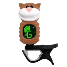 Tuner Clip-On Chromatic, Bass, Guitar, Violin, Ukulele, Cartoon Cat BROWN