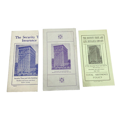 The Security Trust And Life Insurance Company 1905 Brochures Pamphlets Lot Of 3