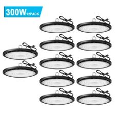 12Pcs 300W UFO LED High Bay Light Warehouse Garage Industrial Commercial Light