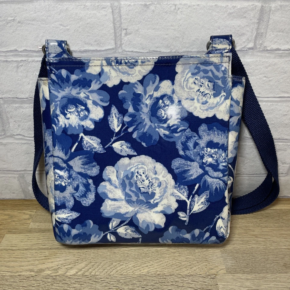 Cath Kidston Peony Blossom Saddle Cross Body Bag Blue And White PVC Coating - Image 2 of 4