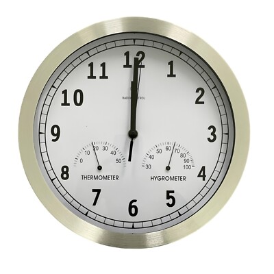 Funk Wanduhr Büro Funkuhr Geräuschlos Luftfeuchtigkeit Temperaturanzeige 30 cm