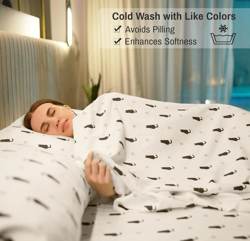 Sábanas de franela tamaño king - Juego de sábanas 100 % algodón cepillado tamaño king - Bolsillo profundo Foto 4 de 4