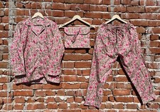 Indian Cotton Floral Print PJ Set Bridesmaid Pajama Set Women Nightwear Suits US