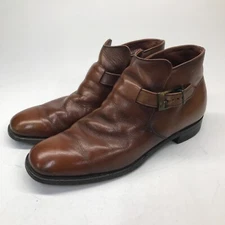 Vtg  Mason Leather Classic Brown Buckle Strap Mens Leather Chuka Boots Shoes 10