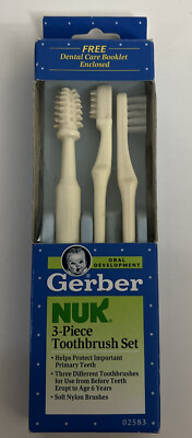 Vintage 1991 Gerber Nuk 3-piece Toothbrush Set Infant Child Massager