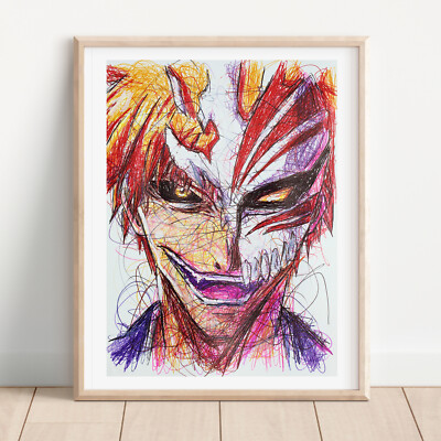 Ichigo Ballpoint Pen Print, Bleach Art Poster