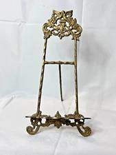 Victorian Baroque Style Ornate Brass Easel Book Portrait Photo Recipe Stand