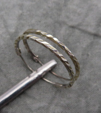 Vintage Sterling Silver Earrings Large Etched Hoops .80 inch Modernist 48c