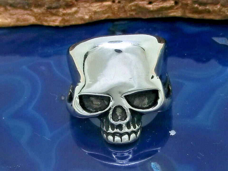 Teschio Anello IN Acciaio Inox Semplice Massiccio Teschio Biker Gotico Metallo - Immagine 4 di 4