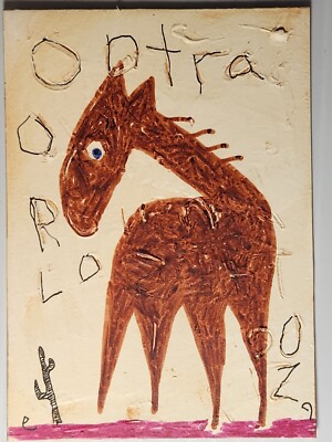 e9Art ACEO child like horse outsider art brut naive