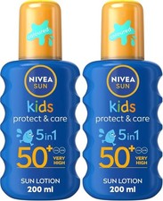 2x NIVEA SUN Kids Protect & Care Spray SPF50+ 200ml Very High 5-in-1