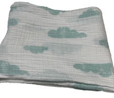 Cloud Island Cloud Swaddle Blanket Green Cotton Muslin Wrap 40x46
