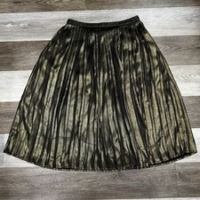 NWOT Abercrombie  Fitch Pleated Midi Skirt Sz Small Metallic Gold  Black