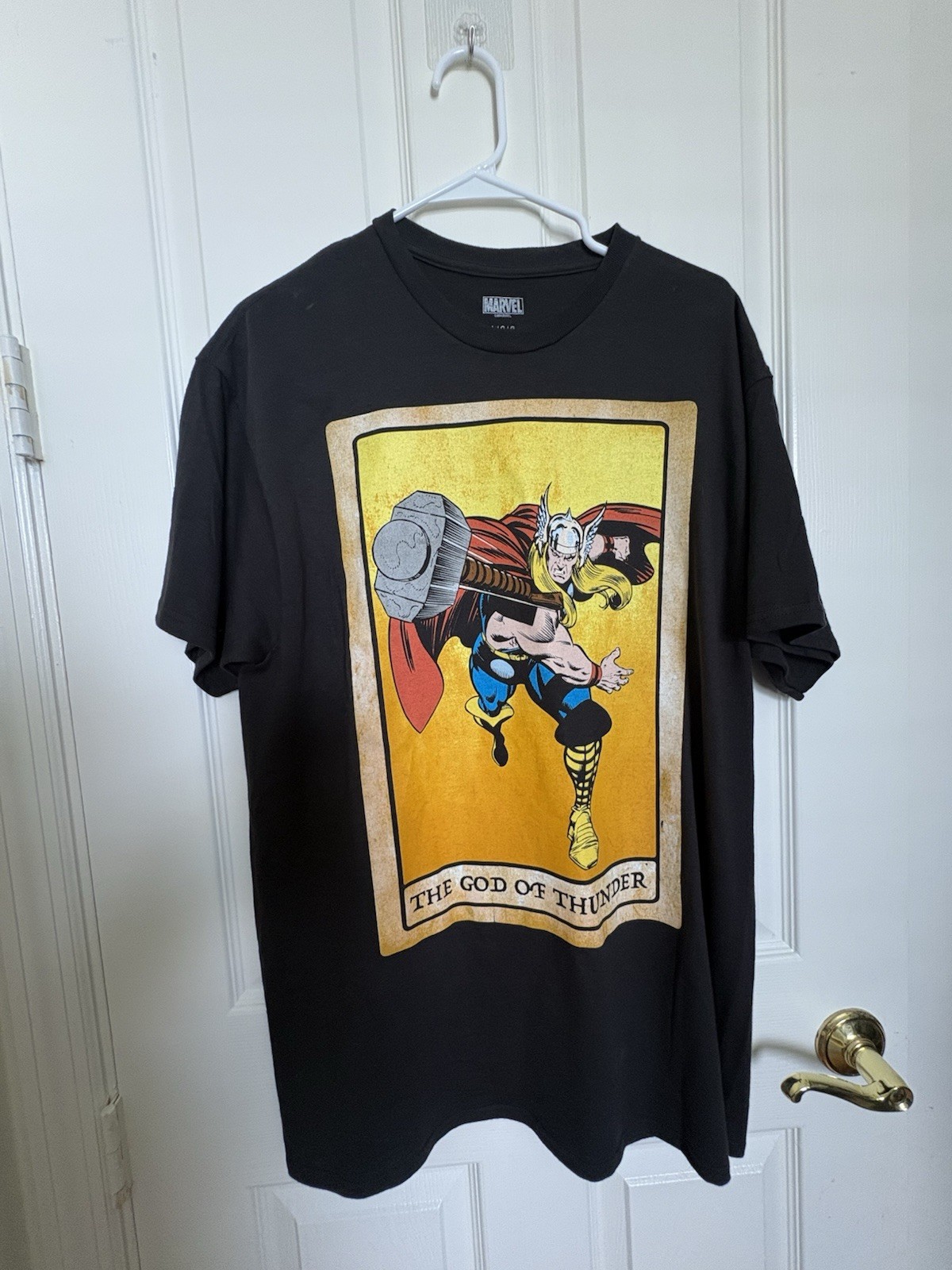 Marvel Heroes Thor Tarot Card Black T-Shirt Mens Large