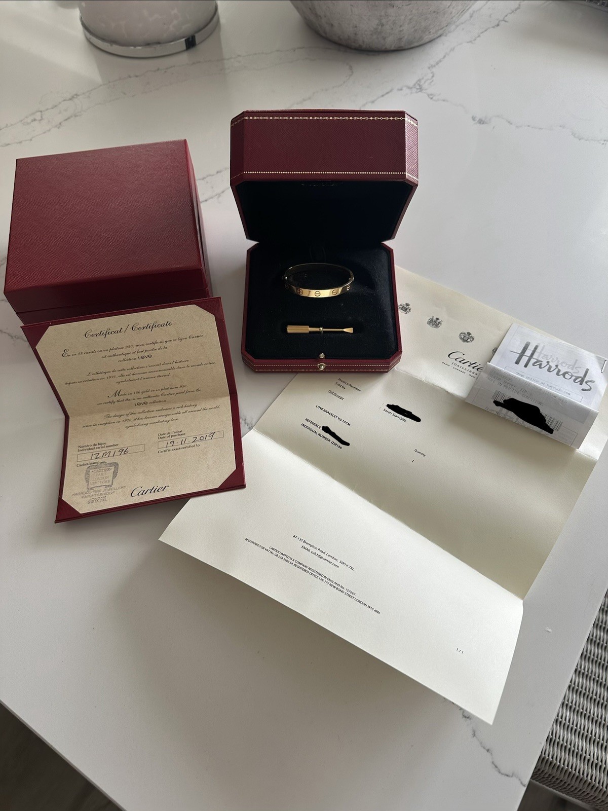 Cartier 18ct Yellow Gold Classic Love Bracelet Size 15