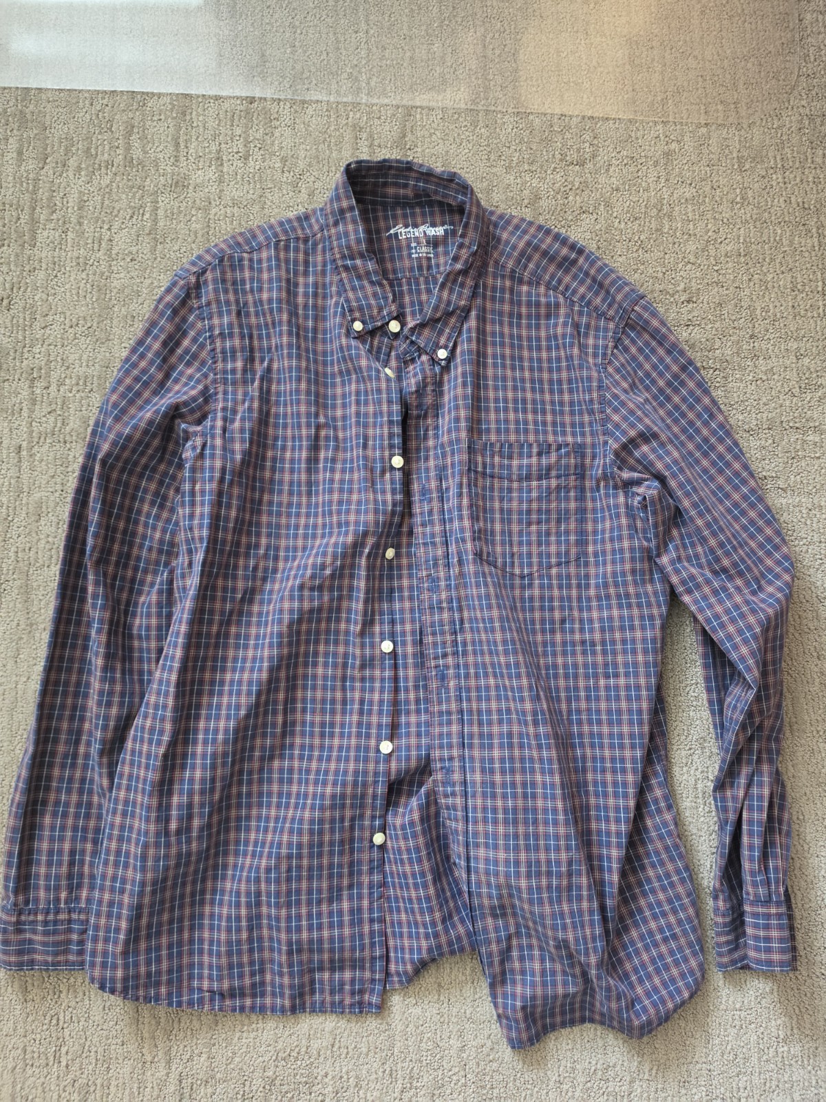 Eddie Bauer Men's Long Sleeve Plaid Shirt Button-Up Size Large