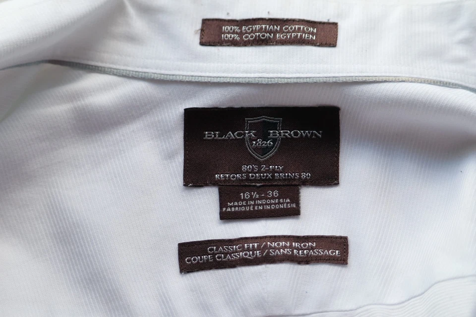 Black Brown 1826 Tuxedo 16.5 36 French Cuff Convertible Egyptian Cotton Non Iron - Image 4 of 4