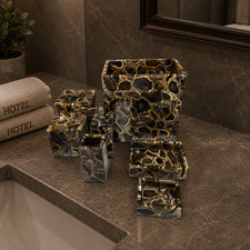 Handmade Black Agate Bathroom Set 7 Pcs Luxury Natural Stone Accessories Vanity