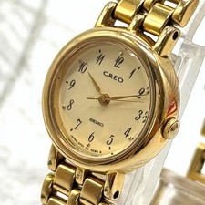 SEIKO CREO 2P21-0180 Quartz Ladies Watch Gold Tone Vintage Classic