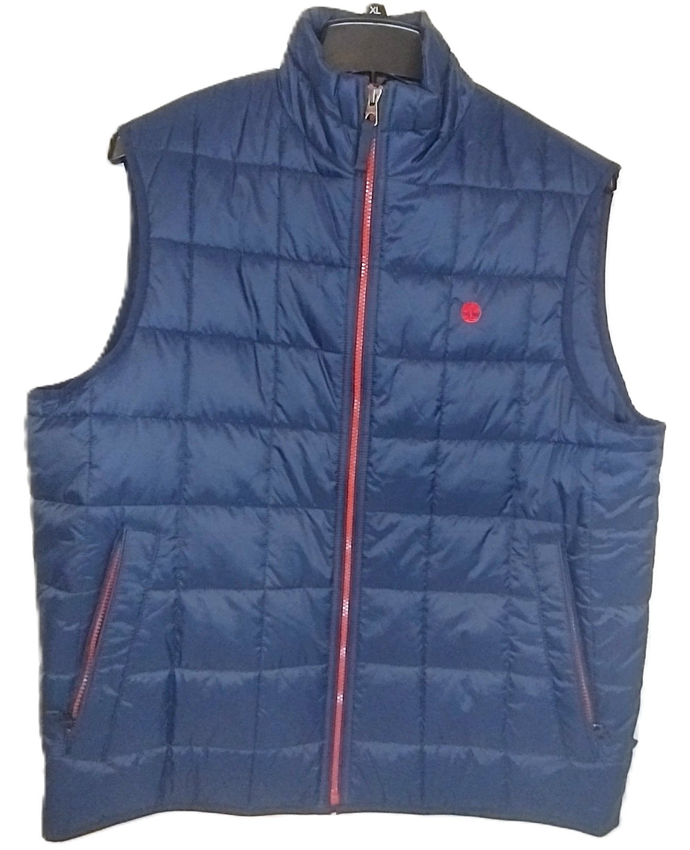 Timberland Quilted Puffer Vest Men's XL Navy Blue Zip Up Jacket