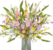 6 PCS 20 Inch Pastel Easter Eggs Stems Easter Floral Picks Berries Colorful East