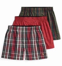 Men’s Polo Ralph Lauren Classic Fit Woven Boxers 3 Pack 100% Cotton Size Large