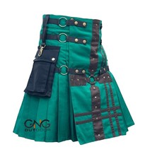 Men's Hybrid kilt Green and Brown Medieval Style kilt Waist Size 28" to 62"